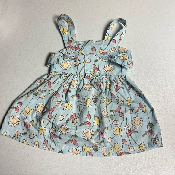 Carters Floral Sundress with Ruffle Straps Birds Flowers Plants Themed 12 Months - Picture 2 of 4